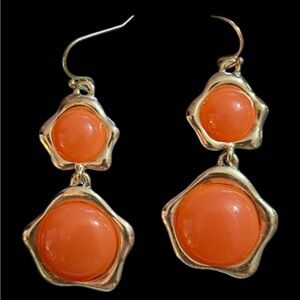Anna and Anna Elegant Orange and Gold Drop‎ Earrings